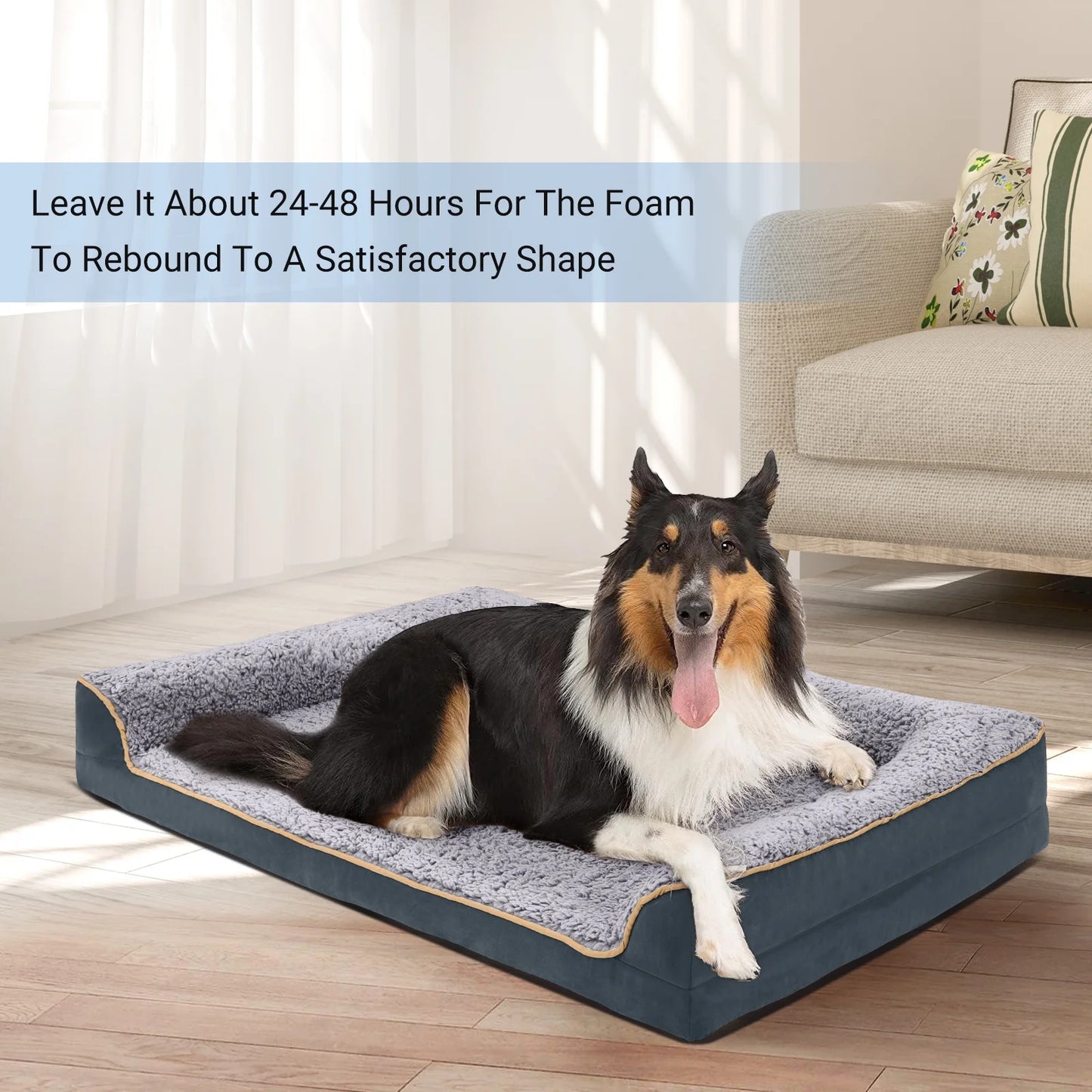 Dog Bed for Large Medium Small Dogs Orthopedic Dog Sofa Bed Non Slip Pet Couch with Removable Washable Cover Supportive Egg Crate Foam S to XL, Dark Gray
