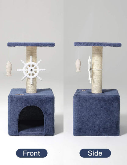Cat Tree Cat Tower Cat Condo Sisal Scratching Posts with Jump Platform and Cat Ring Cat Furniture Activity Center Kitten Play House (Small 2 Platforms)