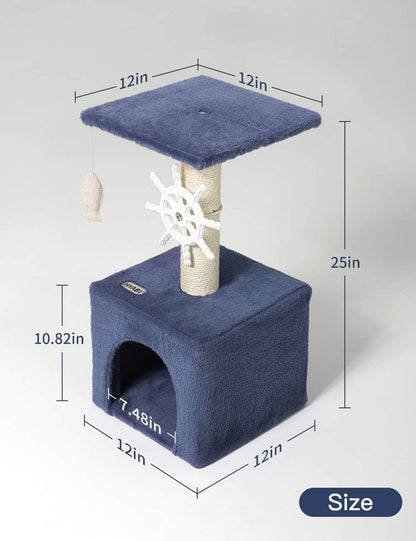 Cat Tree Cat Tower Cat Condo Sisal Scratching Posts with Jump Platform and Cat Ring Cat Furniture Activity Center Kitten Play House (Small 2 Platforms)