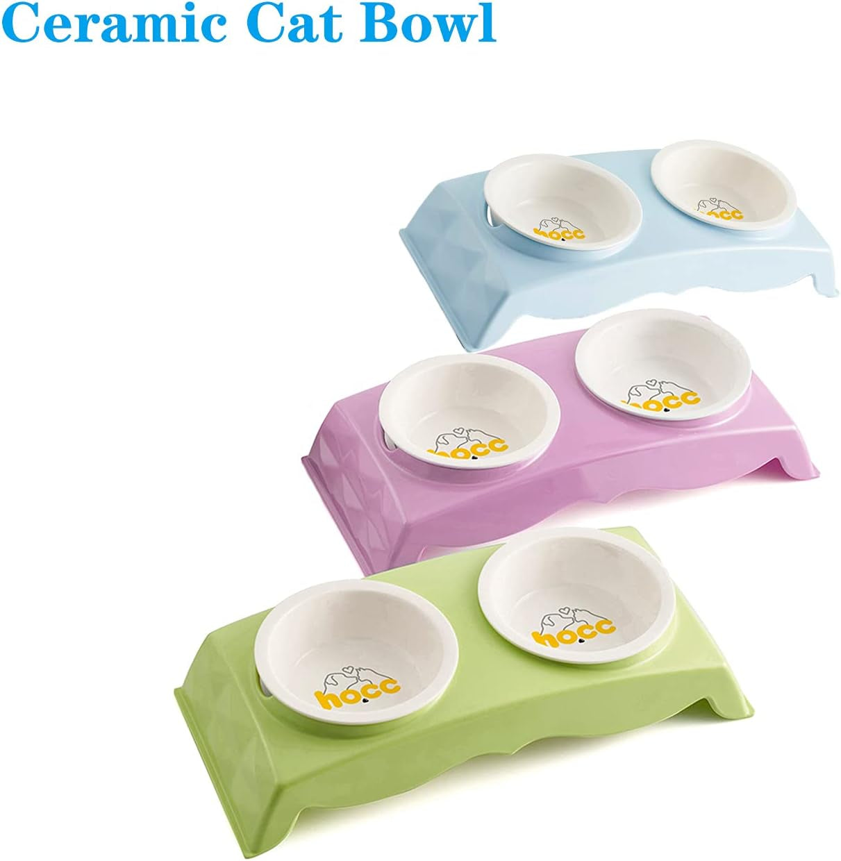 Elevated Cat Bowls Food and Water Bowl Set with 2 Cat Toy Balls for Cats & Small Dogs Pet Double Bowls Spill Proof Stress Free Feeding Pet Dish ，Dishwasher and Microwave Safe (Green)