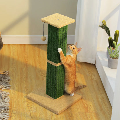 32" Tall Cat Scratching Post for Indoor Cats - Durable Cat Scratcher with Wide Base, Green