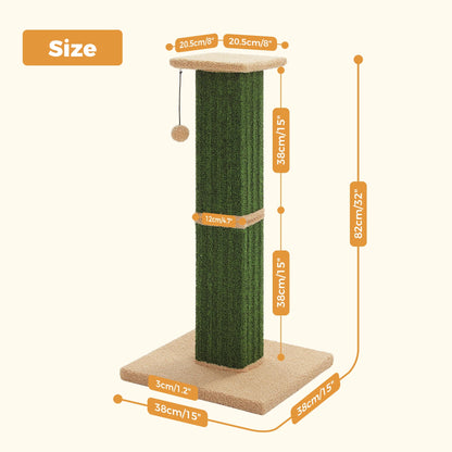 32" Tall Cat Scratching Post for Indoor Cats - Durable Cat Scratcher with Wide Base, Green