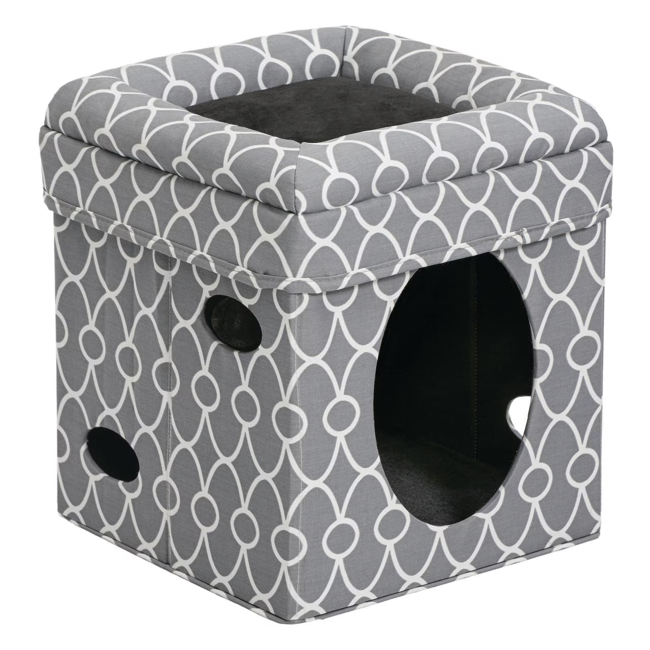 Midwest Homes for Pets Curious Cat Cube, Foldable Cat Cube for Home or Traveling Play, Gray