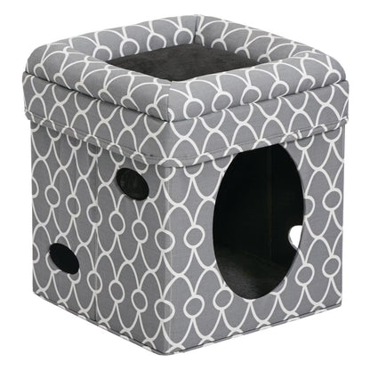 Midwest Homes for Pets Curious Cat Cube, Foldable Cat Cube for Home or Traveling Play, Gray