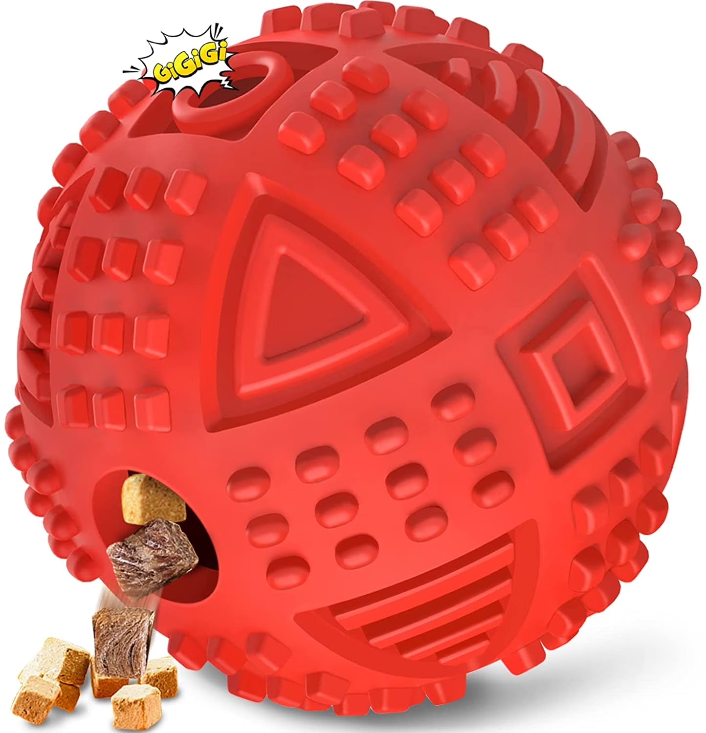 Dog Balls Treat Dispensing Dog Toys, Dog Toys for Aggressive Chewers Large Breed, Nearly Indestructible Squeaky Dog Chew Toys for Large Dogs, Natural Rubber Dog Puzzle Toys, Tough IQ Dog Treat Balls