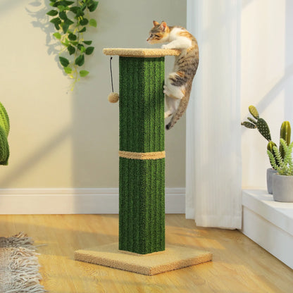 32" Tall Cat Scratching Post for Indoor Cats - Durable Cat Scratcher with Wide Base, Green