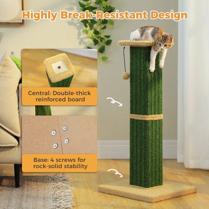 32" Tall Cat Scratching Post for Indoor Cats - Durable Cat Scratcher with Wide Base, Green