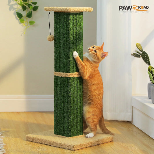 32" Tall Cat Scratching Post for Indoor Cats - Durable Cat Scratcher with Wide Base, Green