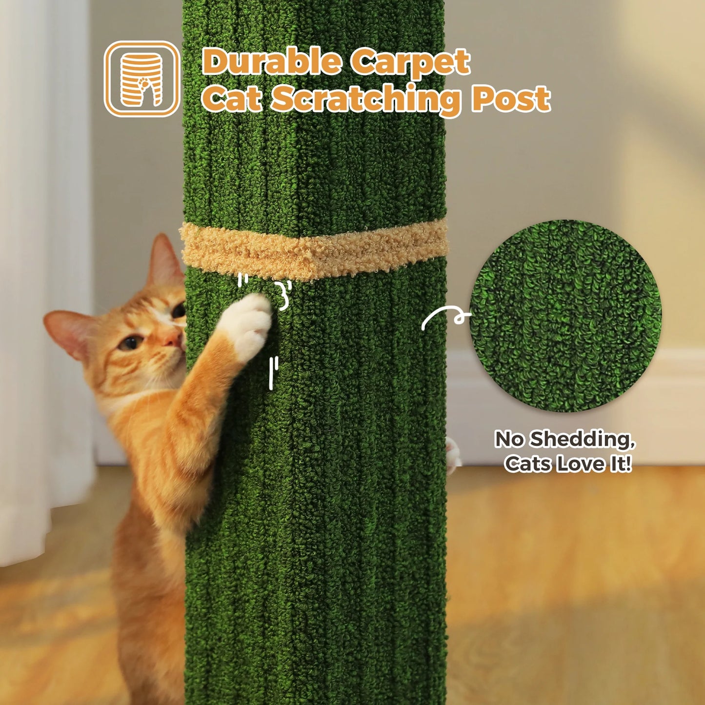 32" Tall Cat Scratching Post for Indoor Cats - Durable Cat Scratcher with Wide Base, Green