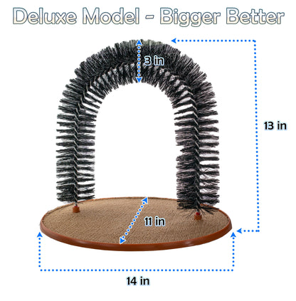 Perfect Cat Self Grooming Arch Toy & Post with Cat Mouse Toy, Bristles, Scratch Pad and Catnip - for Scratching, Brushing, and Massaging - Indoor Cats, Play, & Stress Relief