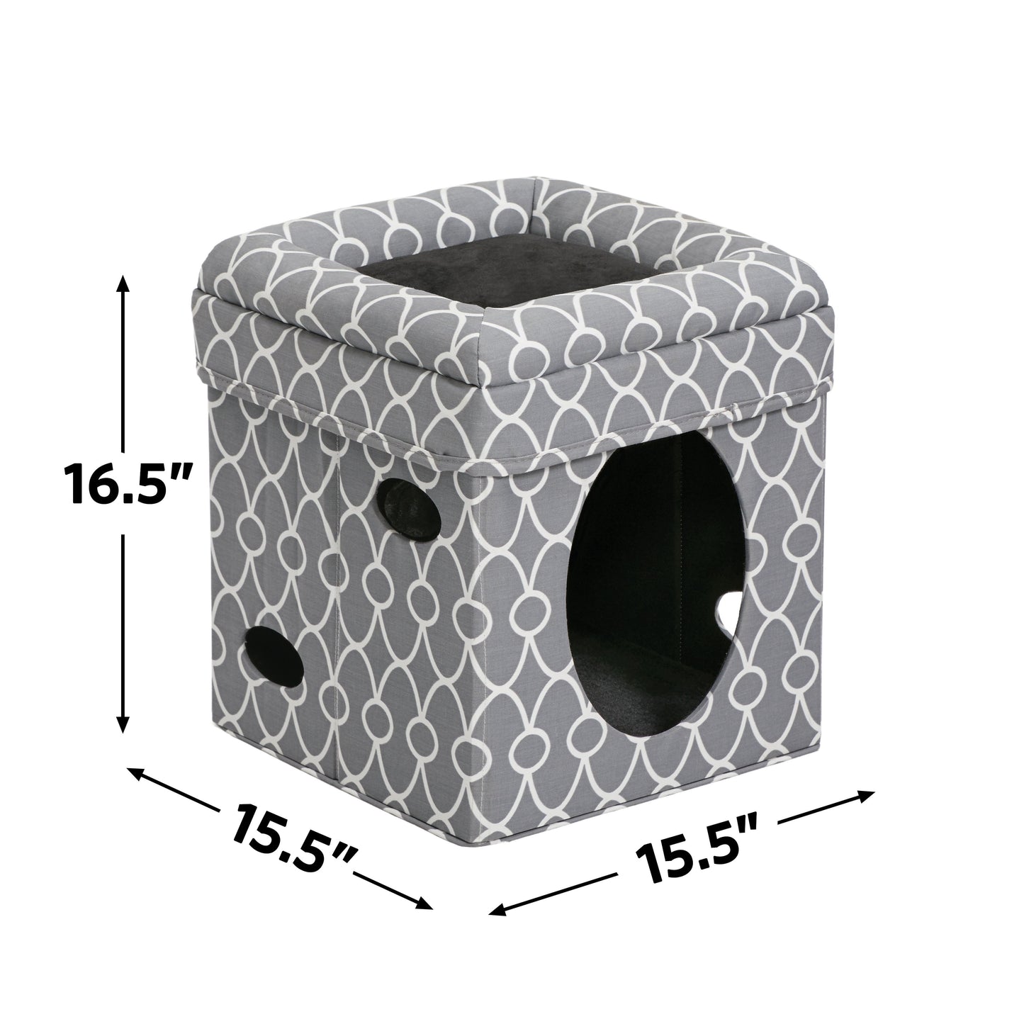 Midwest Homes for Pets Curious Cat Cube, Foldable Cat Cube for Home or Traveling Play, Gray