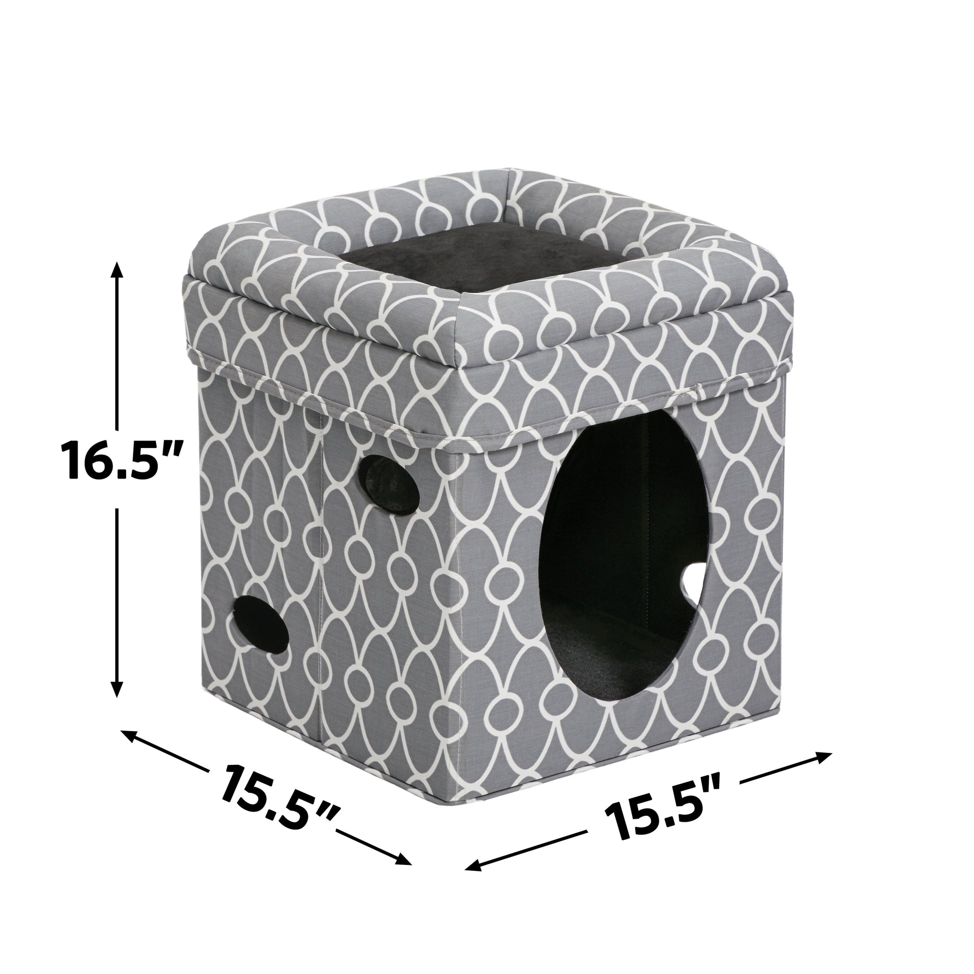 Midwest Homes for Pets Curious Cat Cube, Foldable Cat Cube for Home or Traveling Play, Gray