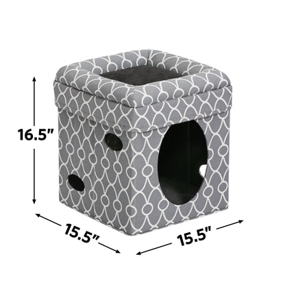 Midwest Homes for Pets Curious Cat Cube, Foldable Cat Cube for Home or Traveling Play, Gray