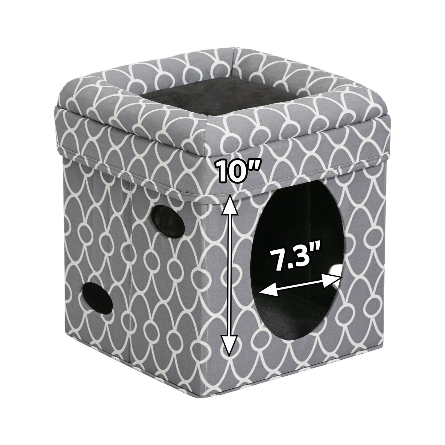 Midwest Homes for Pets Curious Cat Cube, Foldable Cat Cube for Home or Traveling Play, Gray