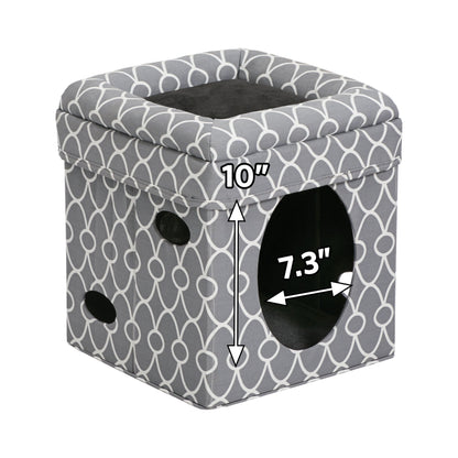 Midwest Homes for Pets Curious Cat Cube, Foldable Cat Cube for Home or Traveling Play, Gray