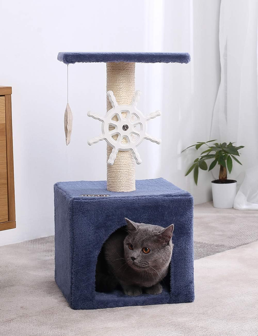 Cat Tree Cat Tower Cat Condo Sisal Scratching Posts with Jump Platform and Cat Ring Cat Furniture Activity Center Kitten Play House (Small 2 Platforms)