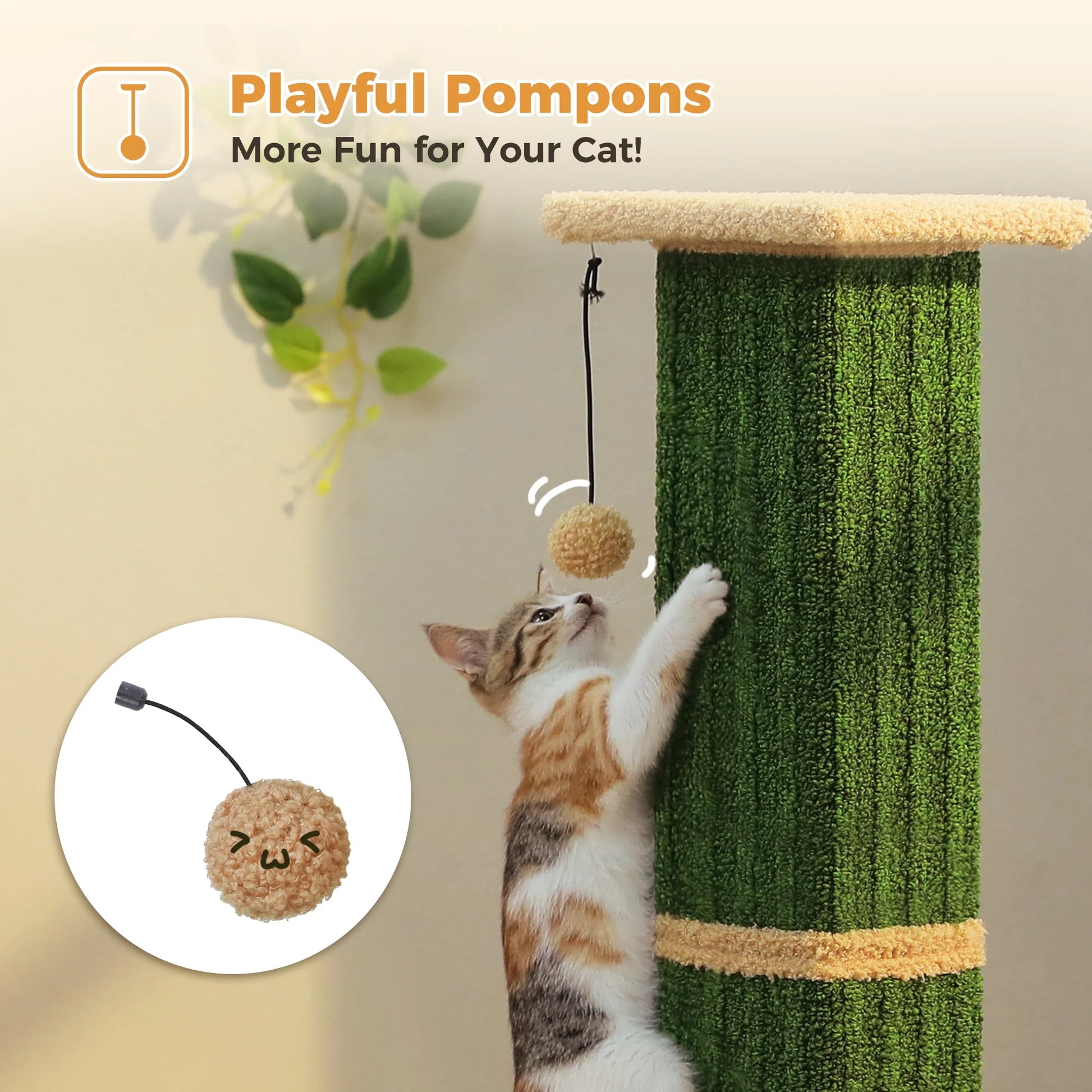 32" Tall Cat Scratching Post for Indoor Cats - Durable Cat Scratcher with Wide Base, Green
