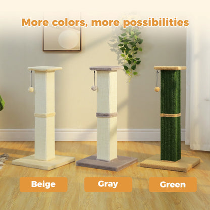 32" Tall Cat Scratching Post for Indoor Cats - Durable Cat Scratcher with Wide Base, Green