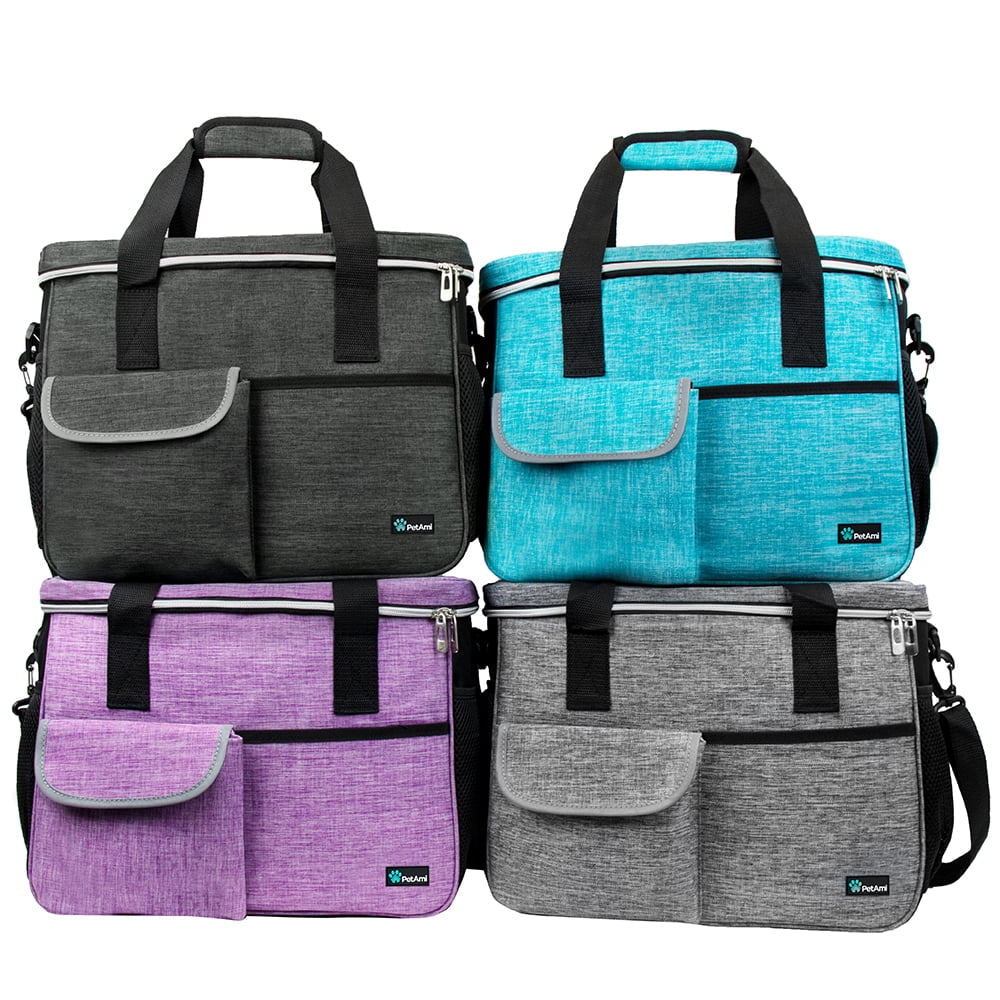 Dog Travel Bag, Travel Pet Bag Organizer, Dog Food Travel Bag with Food Container and Bowls, Dog Travel Supplies Gift Accessories for Weekend Camping, Dog Cat Diaper Bag (Charcoal, Large)