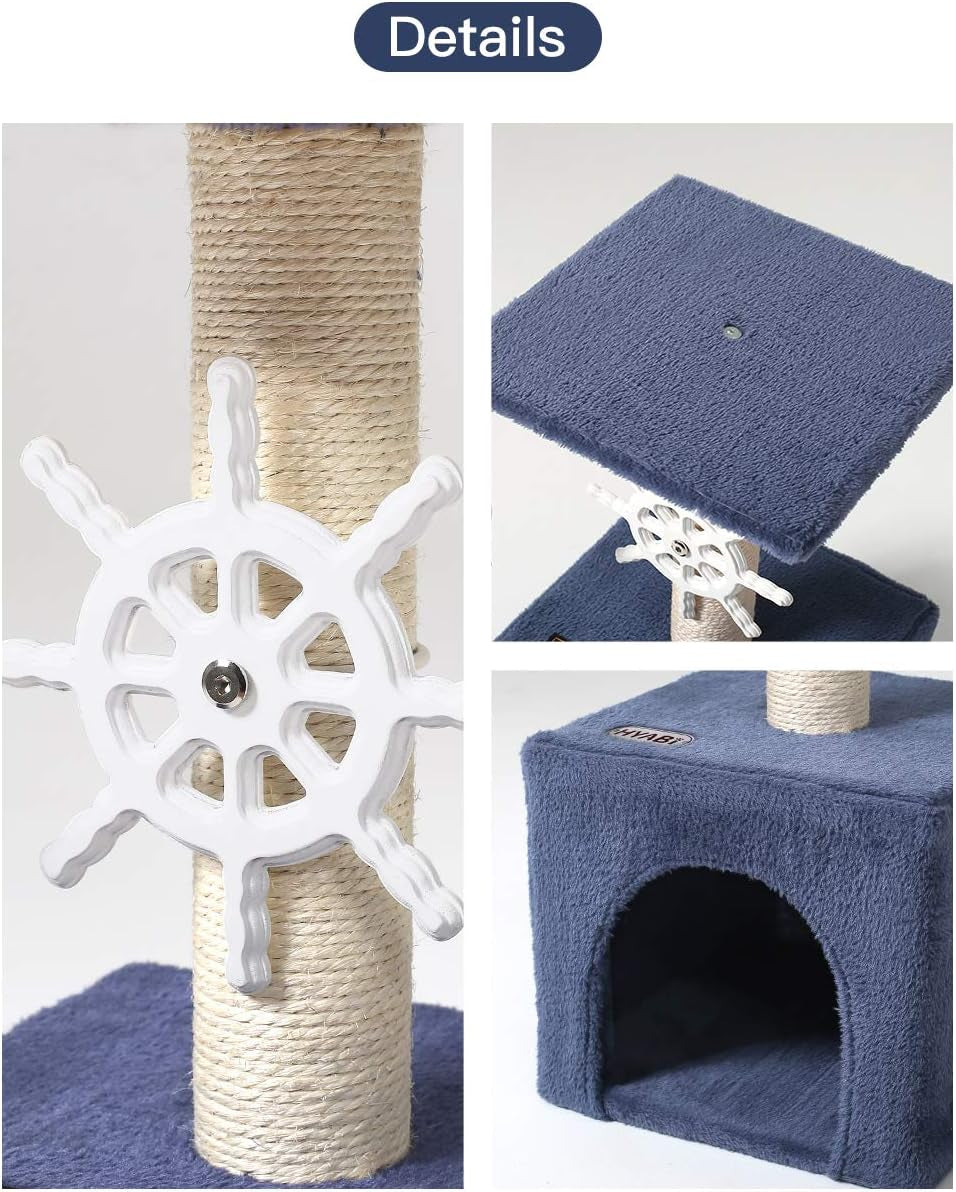 Cat Tree Cat Tower Cat Condo Sisal Scratching Posts with Jump Platform and Cat Ring Cat Furniture Activity Center Kitten Play House (Small 2 Platforms)