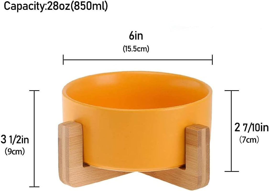 Small Ceramic Raised Cat Bowls, Tilted Elevated Food or Water Bowls, Stress Free, Backflow Prevention, Dishwasher and Microwave Safe, Lead & Cadmium Free