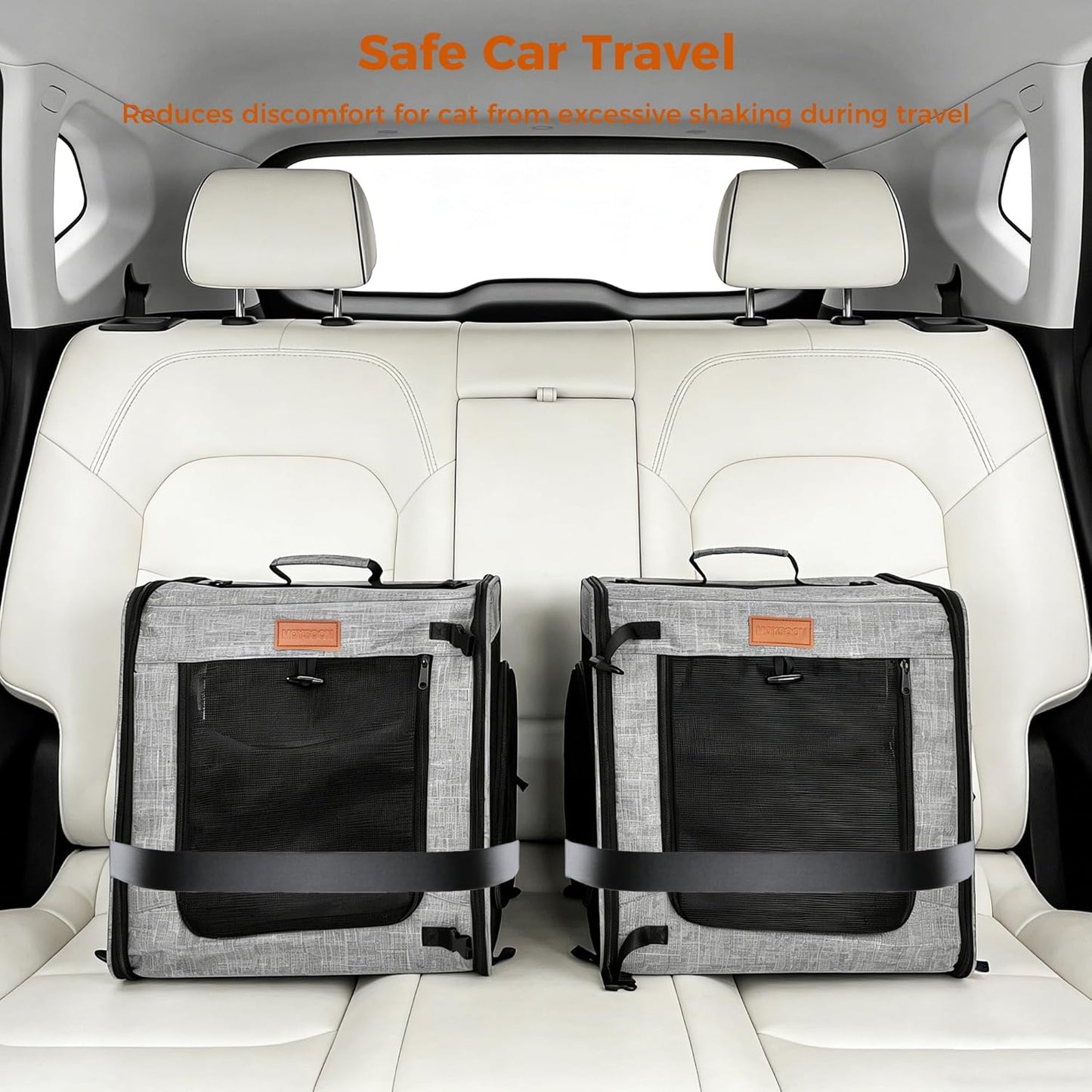 2-In-1 Double Cat Carrier with Play Tunnels - Portable, Breathable, Soft Cat Travel Carrier with Litter Box and Hammock for 2 Cats, Ideal for Long Car Trips and Vet Visit (32"X13"X17", Grey)