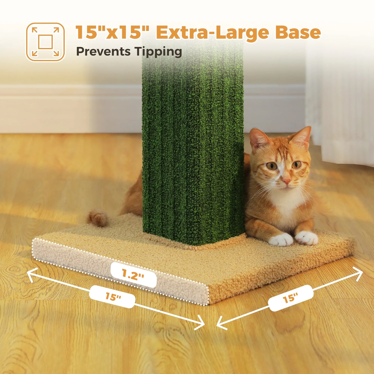 32" Tall Cat Scratching Post for Indoor Cats - Durable Cat Scratcher with Wide Base, Green